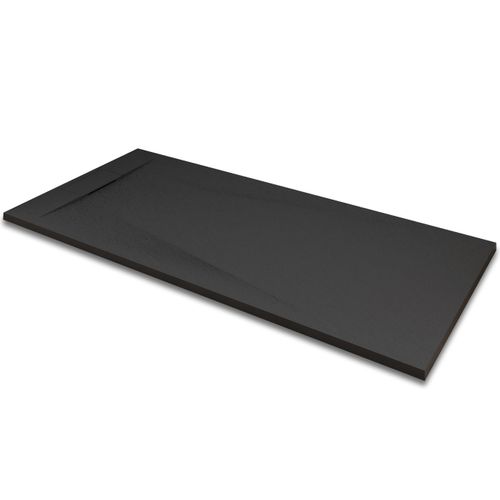 Receveur De Douche Polar 80x140 Cm Noir Effet Pierre Extra-plat Antidérapant + Bonde