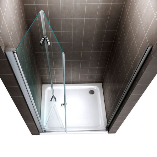 Porte De Douche H195 Largeur 80-84 Cm Verre Transparent Porte Pliante Mona