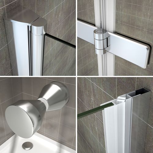 Porte De Douche H195 Largeur 80-84 Cm Verre Transparent Porte Pliante Mona