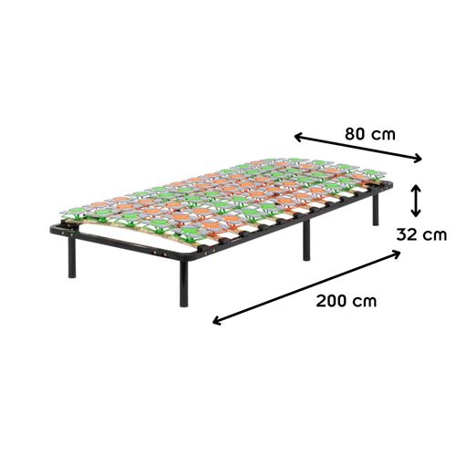 Kept Sommier Ergonomique À Lattes Et Plots De Soutien 80x200 Cm Avec Pieds
