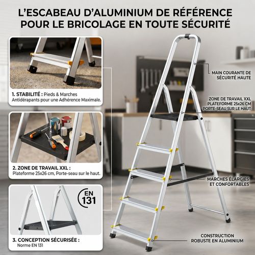 Mowa Escabeau Professionnel En Aluminium 5 Marches