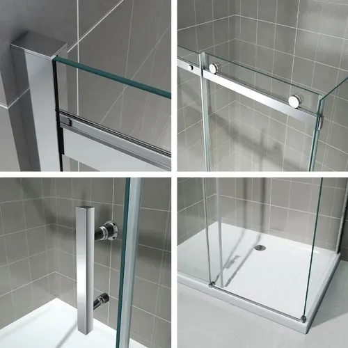 Paroi De Douche D'angle 85x160cm (porte 160) Alixa Porte Coulissante H200 Cm Verre Transparent 8 Mm