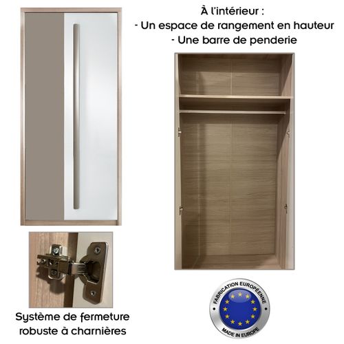 Armoire Vitrine ROMA 3 Portes Avec Éclairage LED - 90 X 194 Cm - Meuble De Rangement Et Décoration - 4