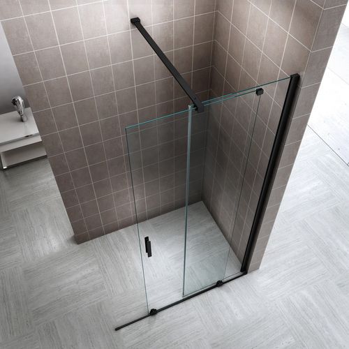 Paroi De Douche Italienne Noir 180 X 200 Cm Coulissante Verre 8 Mm Transparent Napoliblack
