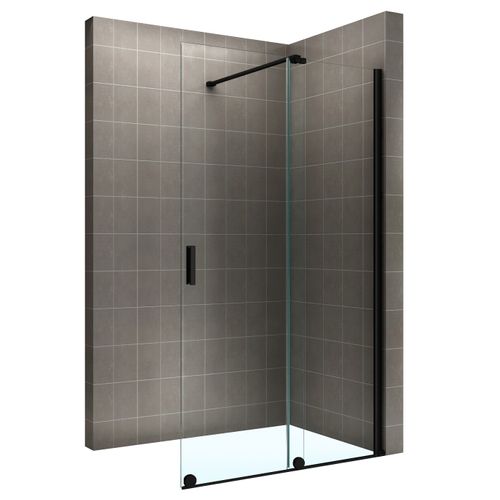 Paroi De Douche Italienne Noir 180 X 200 Cm Coulissante Verre 8 Mm Transparent Napoliblack