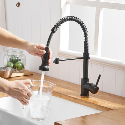 Robinet Mitigeur Cuisine Avec Douchette 2 Jets Loire Chrome Noir Mat