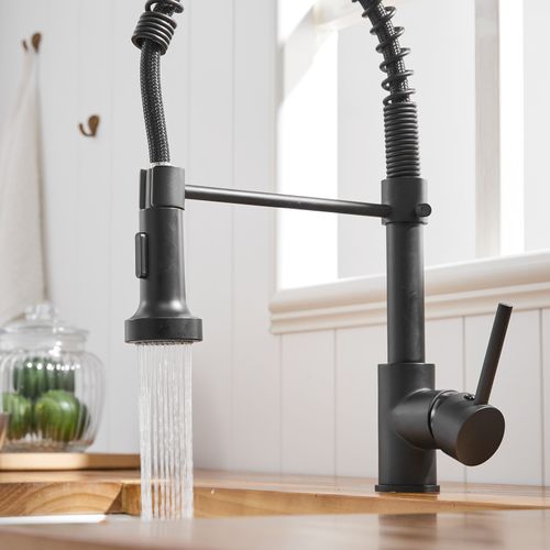 Robinet Mitigeur Cuisine Avec Douchette 2 Jets Loire Chrome Noir Mat