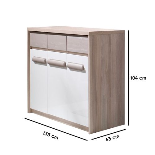 Armoire Vitrine ROMA 3 Portes Avec Éclairage LED - 90 X 194 Cm - Meuble De Rangement Et Décoration - 13