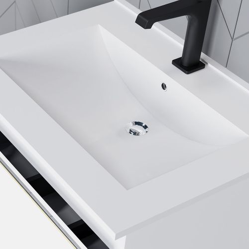 Meuble 1 Vasque 60 Cm 1 Tiroir Chêne Blanc Salle De Bain (sans Miroir Ni Colonne) - Bogota