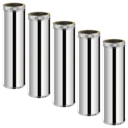 Lot De 5 Tdps1000 Conduit Double Paroi Isolé Pour Poêle à Bois Longueur 100 Cm       Ø125