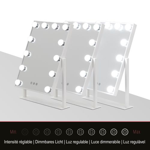 Miroir De Maquillage 12 LED, Réglables Éclairage + Intensité Lumineuse - Bulb Little Noir