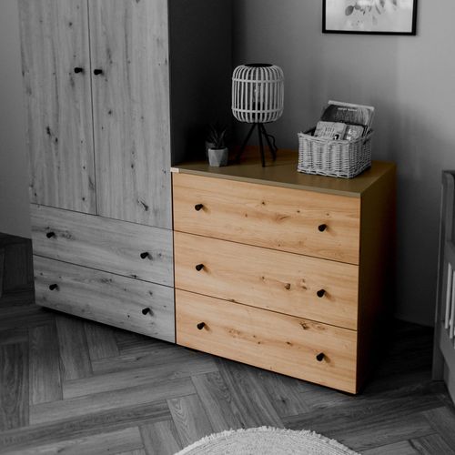 Pauline Ensemble Bébé Lit évolutif, Commode À Langer Bois / Gris 120x60 Cm