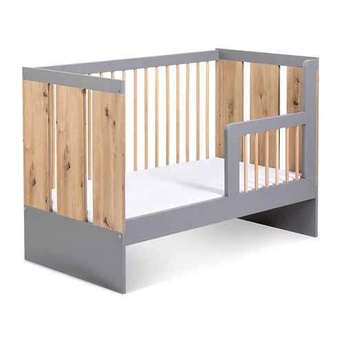 Pauline Ensemble Bébé Lit évolutif, Commode À Langer Bois / Gris 120x60 Cm