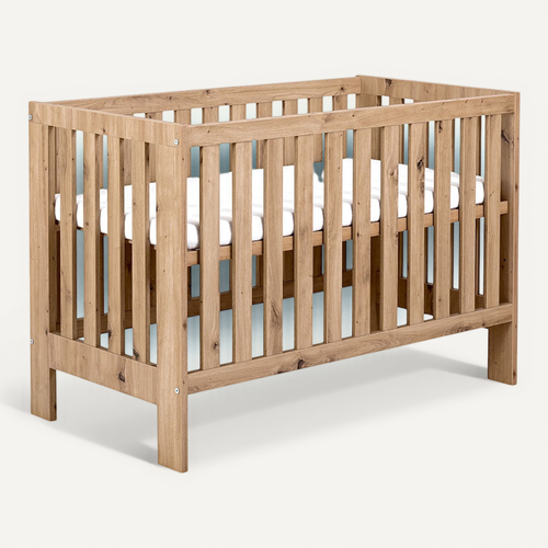 Amelia Ii Lit Bébé évolutif Avec Barrière De Sécurité Chêne Avec Tiroir