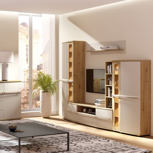 Vitrine 5 Étages Bois Blanc Cassé