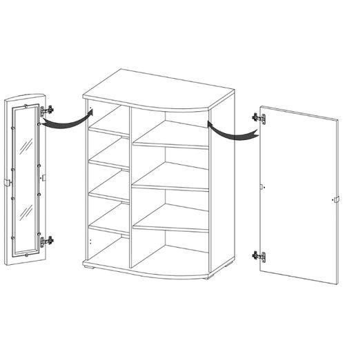 Armoire Vitrée 4 Étages Bois Blanc Cassé