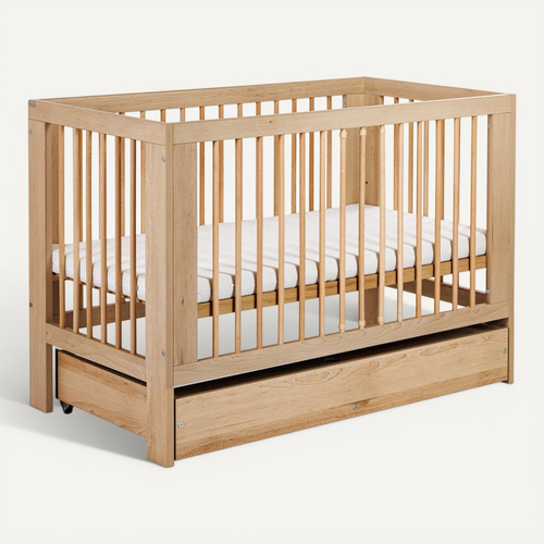 Olivia Lit Bébé À Barreaux 120x60 Sommier Réglable Bois Avec Tiroir