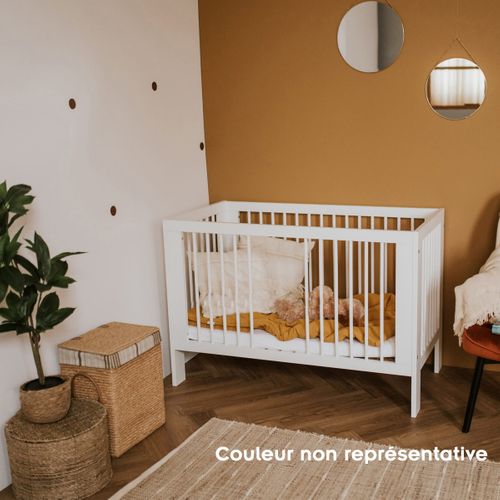 Olivia Lit Bébé À Barreaux 120x60 Sommier Réglable Bois Avec Tiroir