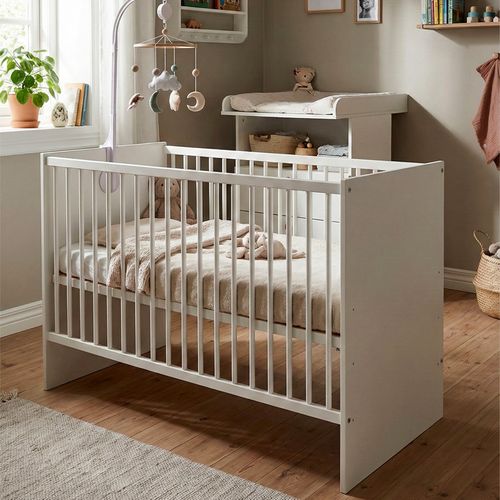 Paula Lit Bébé évolutif À Barreaux En Bois Blanc 120x60 Cm