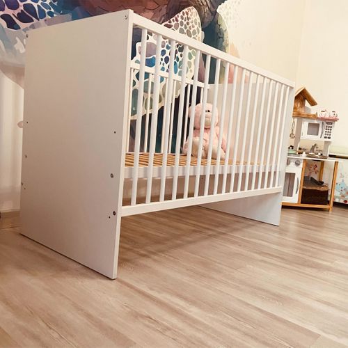 Paula Lit Bébé évolutif À Barreaux En Bois Blanc 120x60 Cm