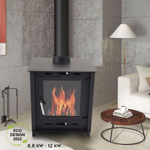 Poêle à Bois Mesnil - Puissance Optimale 8 Kw - Max: 12kw - Bûches 34 Cm Max - Fonte - Poêle à bois