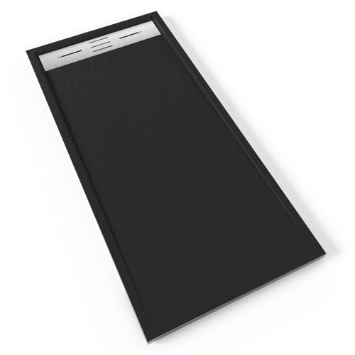 Receveur De Douche Hiemal Inox 70 X 150 Cm Résine Noir Aspect Ardoise + Bonde Inox Incluse