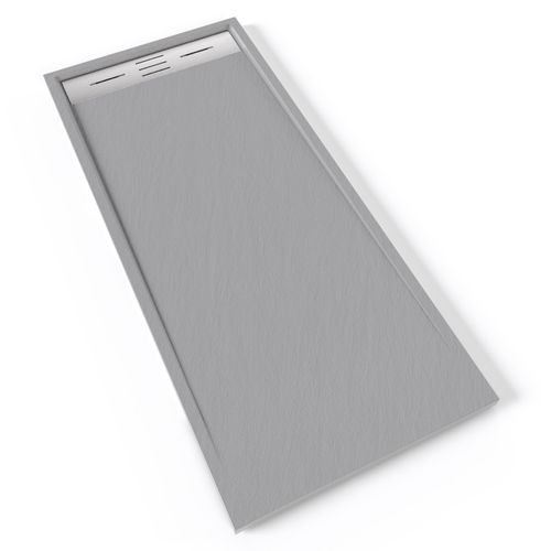 Receveur De Douche Hiemal Inox 70 X 160 Cm Résine Gris Aspect Ardoise + Bonde Inox Incluse