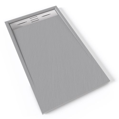 Receveur De Douche Hiemal Inox 70 X 120 Cm Résine Gris Aspect Ardoise + Bonde Inox Incluse