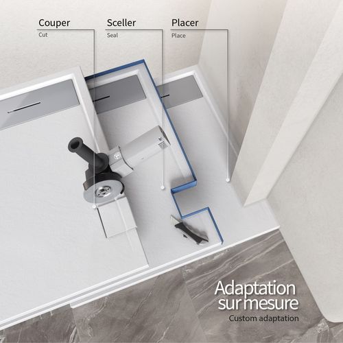 Receveur De Douche Hiemal Inox 70 X 100 Cm Résine Blanc Aspect Ardoise + Bonde Inox Incluse