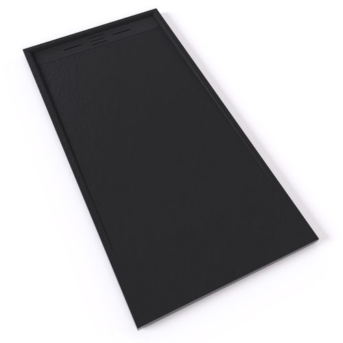 Receveur De Douche Hiemal 90 X 180 Cm Résine Noir Aspect Ardoise + Bonde Incluse