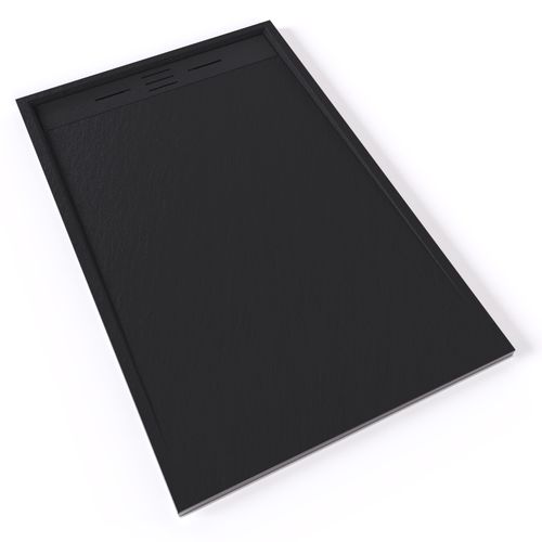 Receveur De Douche Hiemal 90 X 140 Cm Résine Noir Aspect Ardoise + Bonde Incluse