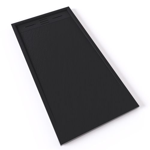 Receveur De Douche Hiemal 70 X 140 Cm Résine Noir Aspect Ardoise + Bonde Incluse
