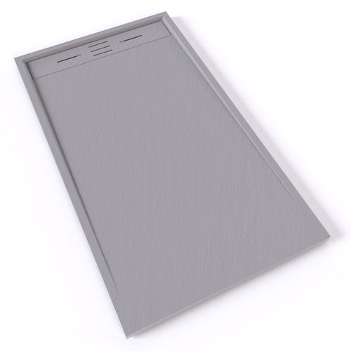 Receveur De Douche Hiemal 80 X 140 Cm Résine Gris Aspect Ardoise + Bonde Incluse