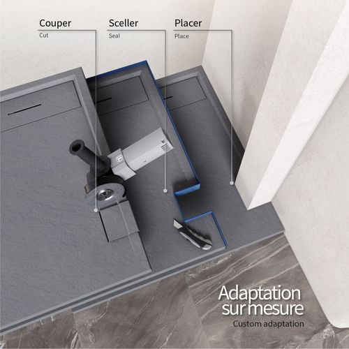 Receveur De Douche Hiemal 80 X 100 Cm Résine Gris Aspect Ardoise + Bonde Incluse