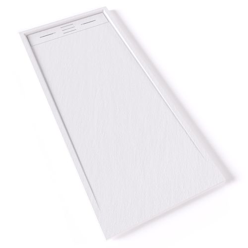 Receveur De Douche Hiemal 70 X 160 Cm Résine Blanc Aspect Ardoise + Bonde Incluse