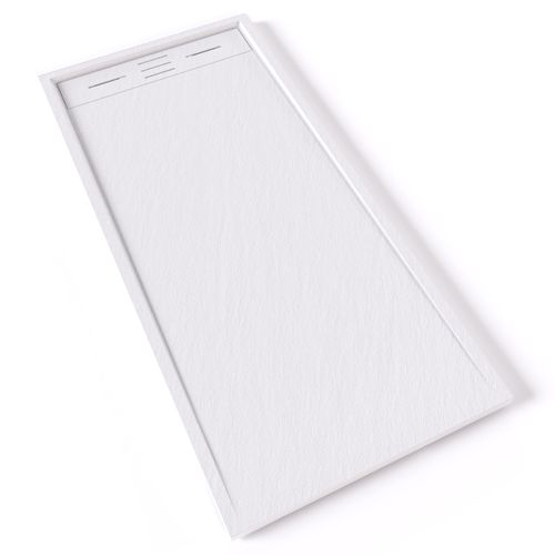 Receveur De Douche Hiemal 70 X 150 Cm Résine Blanc Aspect Ardoise + Bonde Incluse