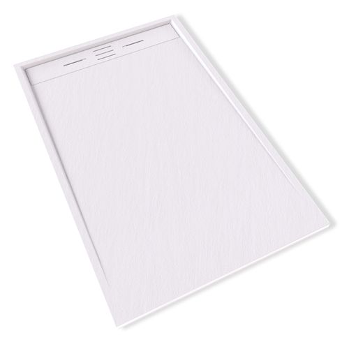 Receveur De Douche Hiemal 90 X 140 Cm Résine Blanc Aspect Ardoise + Bonde Incluse
