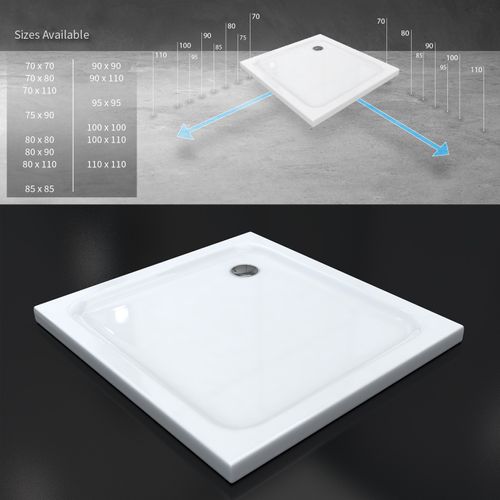 Receveur De Douche Shimmer 100 X 100 Cm Acrylique Blanc + Bonde Et Siphon Inclus