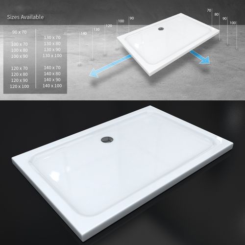 Receveur De Douche Shimmer 70 X 80 Cm Acrylique Blanc + Bonde Et Siphon Inclus