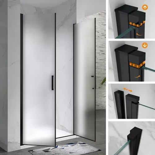 Porte De Douche H195 X L.92-95 Cm Verre Opaque - Kaya-black