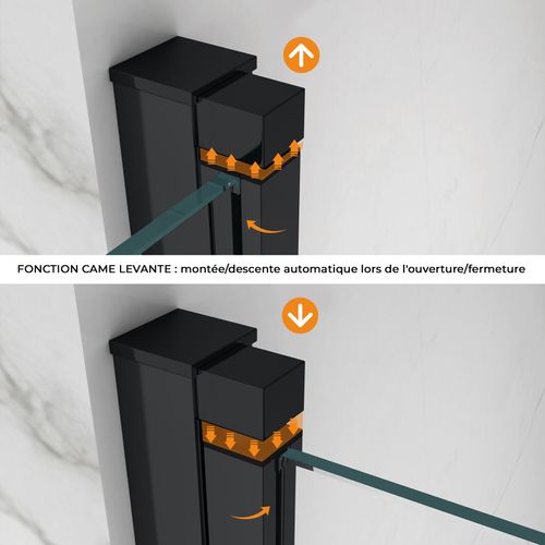 Porte De Douche H195 X L.92-95 Cm Verre Opaque - Kaya-black