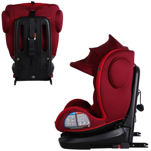 Zeli Siège-auto évolutif I-size 360° Enfants 40-150 Cm 0-36 Kg Isofix Top Tether Rouge + Canopy