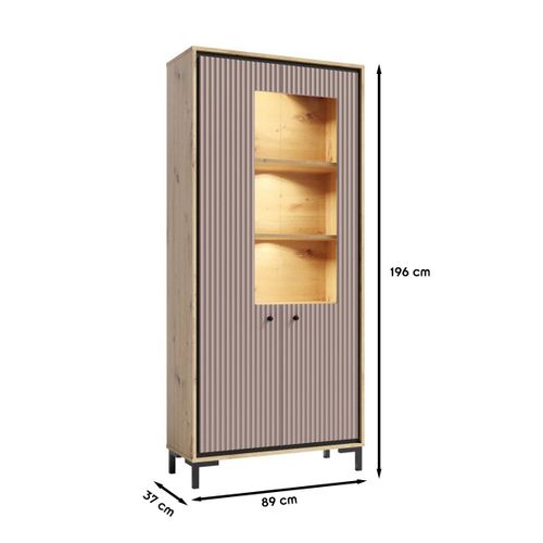 Parii Vaisselier 5 étages En Bois Vitrine Avec LED 89x196 Cm Design Contemporain Rose Antique