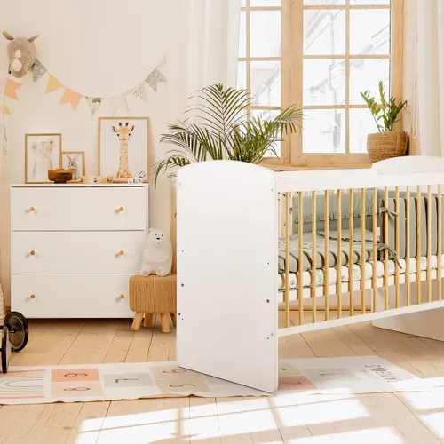 Karolina Ii Ensemble Lit Bébé 120x60 + Commode À Langer Blanc / Pin