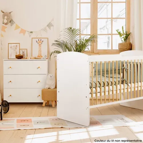 Karolina Ii Ensemble Lit Bébé 120x60 + Commode À Langer Blanc