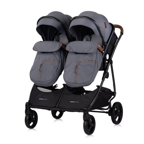 Duo Smart Poussette Jumeaux Ou Enfants Rapprochés Largeur 79 Cm + 2 Cosy Isize Gris Avec Base Isofix