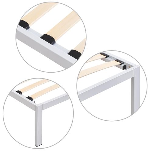 Basi Sommier à Lattes Avec Pieds En Acier Robuste 180x200 Cm Blanc