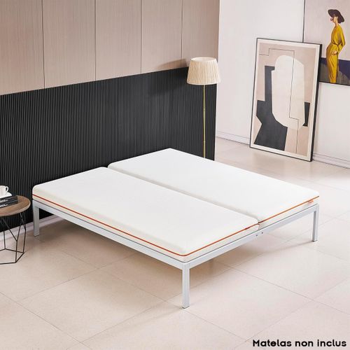 Basi Sommier à Lattes Avec Pieds En Acier Robuste 180x200 Cm Blanc