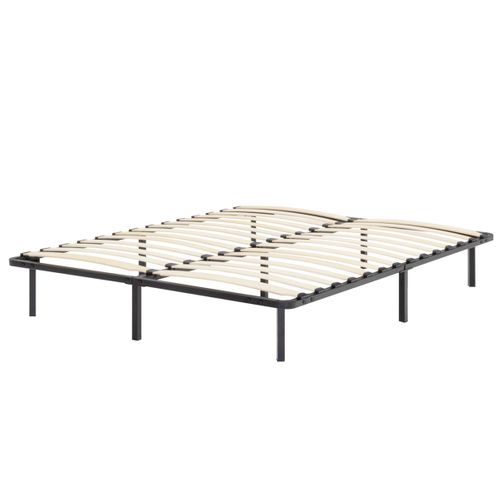 Namara Sommier à Lattes Robuste Avec Pieds En Acier - Montage Facile - 140x200 Cm Noir