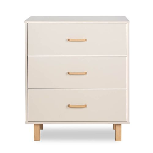 Laura Commode Bébé En Bois De Hêtre 3 Tiroirs Champagne Avec Plan À Langer Amovible